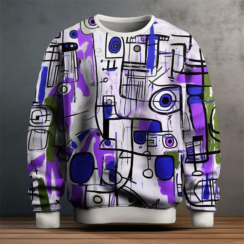 Men's Cubism Inspired Artistic Pattern Style Sweater 4