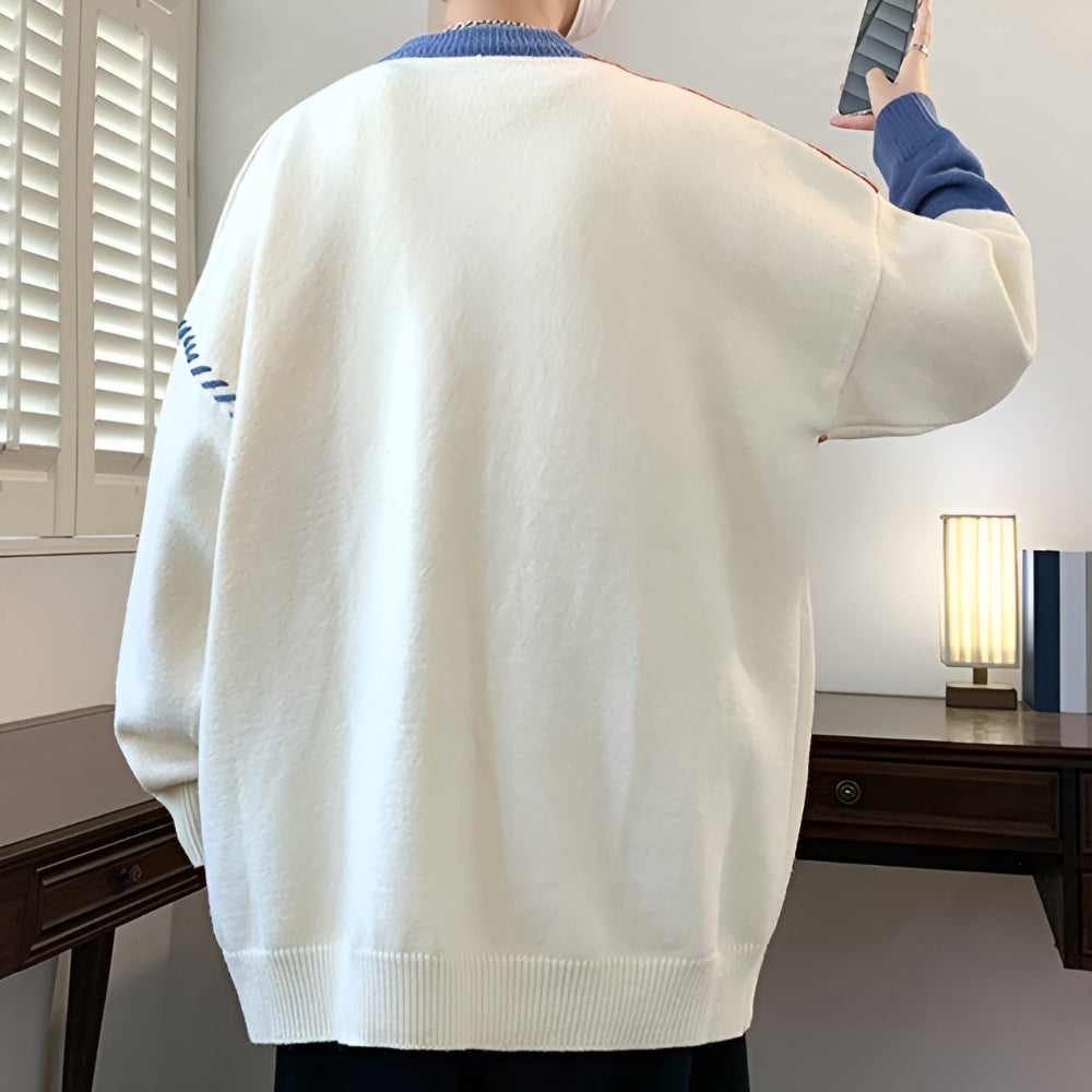 Men's Funky Patchwork Winter Sweater Unique Style Warmth 2