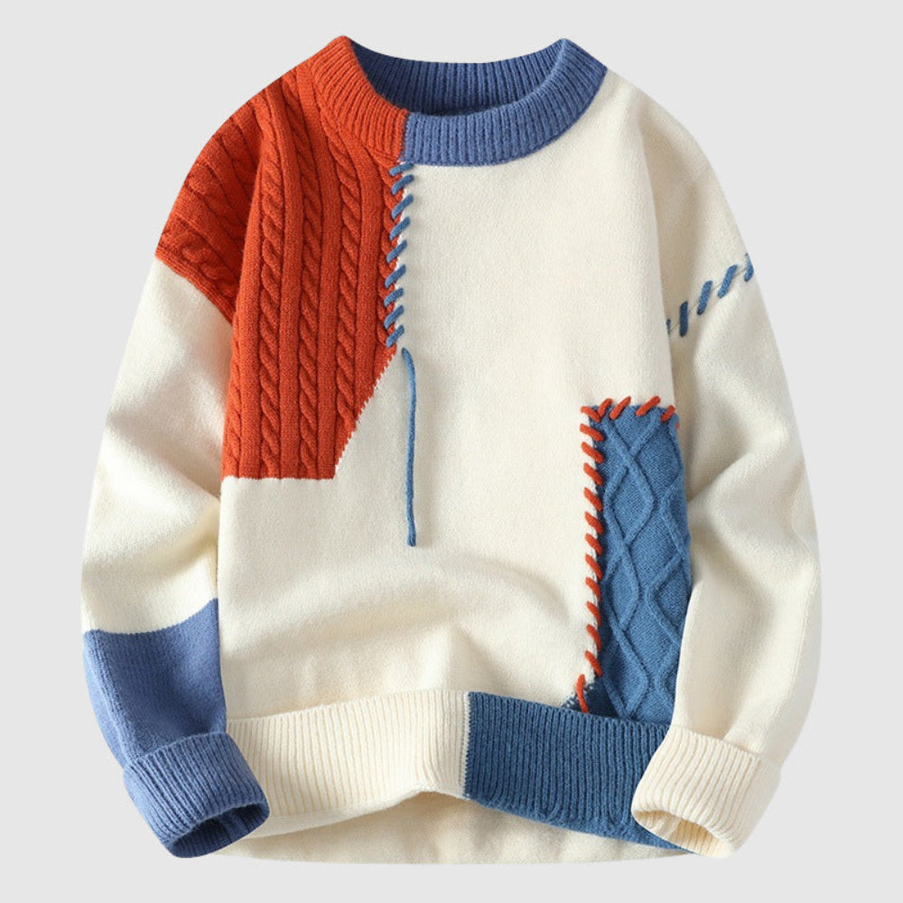 Men's Funky Patchwork Winter Sweater Unique Style Warmth 3