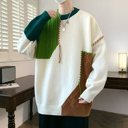 Men's Funky Patchwork Winter Sweater Unique Style Warmth 5