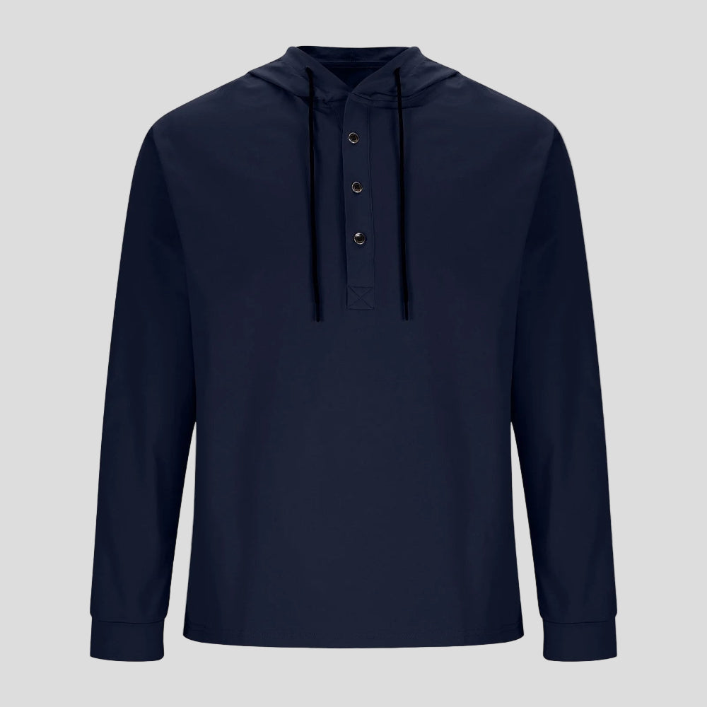 Men's Hooded Shirt Casual Cotton Blend Long Sleeve Relaxed Fit 10