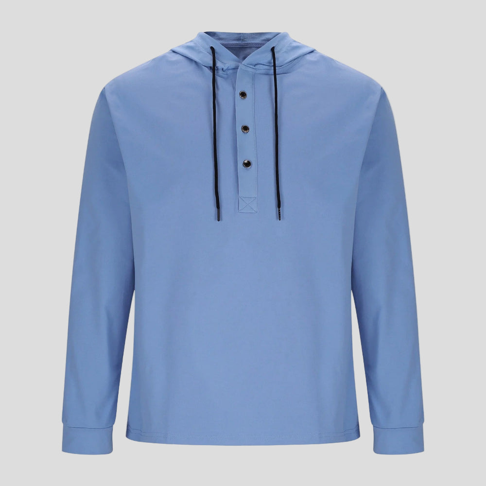 Men's Hooded Shirt Casual Cotton Blend Long Sleeve Relaxed Fit 2