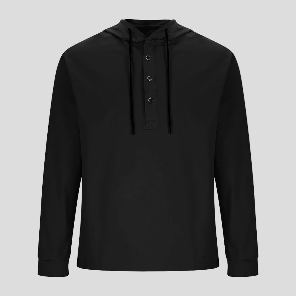 Men's Hooded Shirt Casual Cotton Blend Long Sleeve Relaxed Fit 4