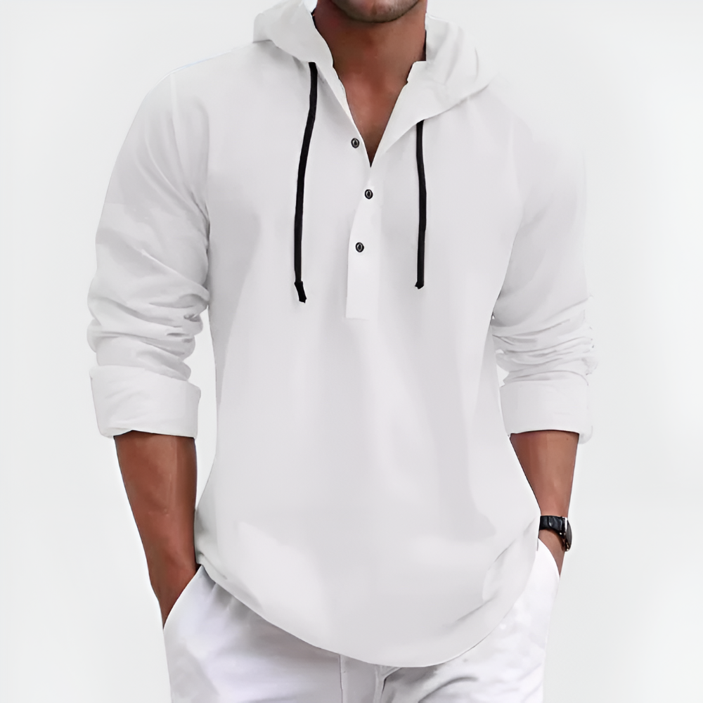 Men's Hooded Shirt Casual Cotton Blend Long Sleeve Relaxed Fit 5