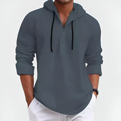 Men's Hooded Shirt Casual Cotton Blend Long Sleeve Relaxed Fit 7