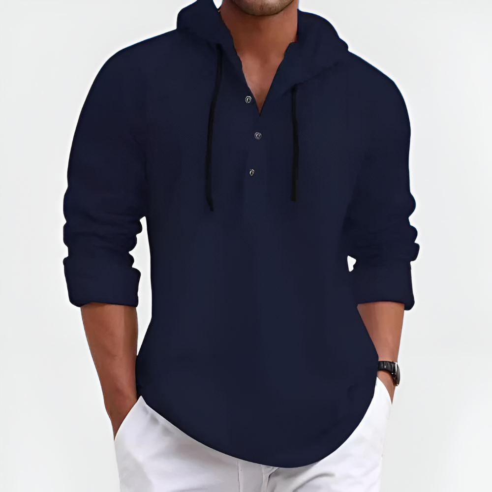 Men's Hooded Shirt Casual Cotton Blend Long Sleeve Relaxed Fit 9