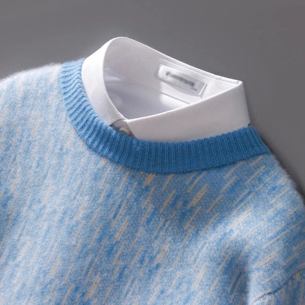 Men's Knitted Crew Neck Sweater - Long Sleeve Pullover