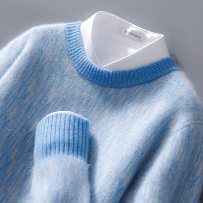 Men's Knitted Crew Neck Sweater - Long Sleeve Pullover