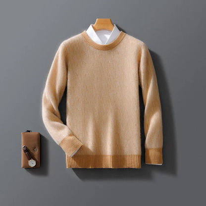 Men's Knitted Crew Neck Sweater - Long Sleeve Pullover