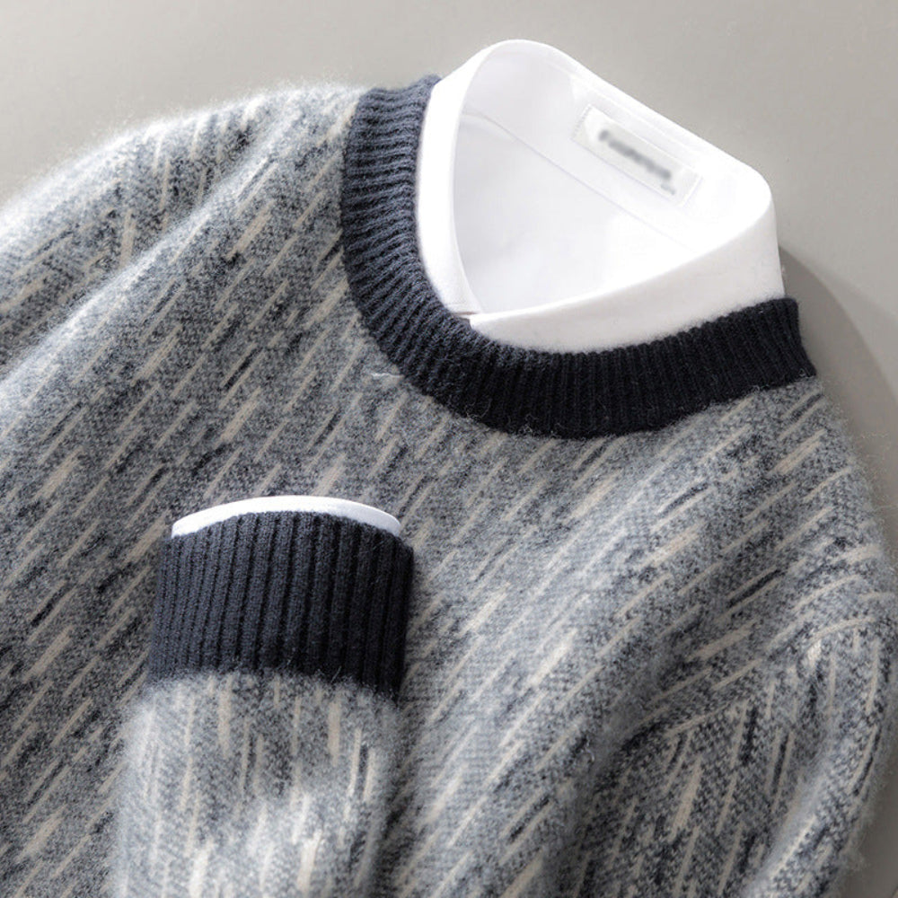 Men's Knitted Crew Neck Sweater - Long Sleeve Pullover