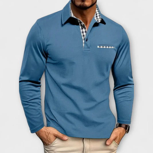 Men's Long Sleeve Polo Jumper Shirt Cotton Blend Casual