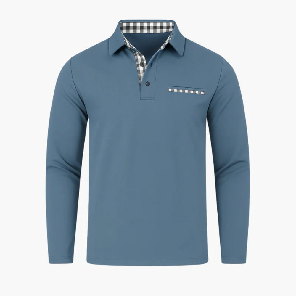 Men's Long Sleeve Polo Jumper Shirt Cotton Blend Casual
