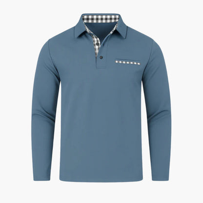 Men's Long Sleeve Polo Jumper Shirt Cotton Blend Casual