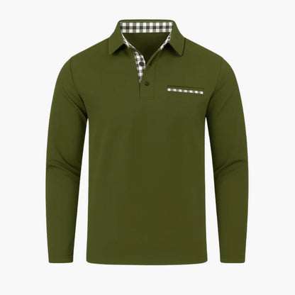 Men's Long Sleeve Polo Jumper Shirt Cotton Blend Casual