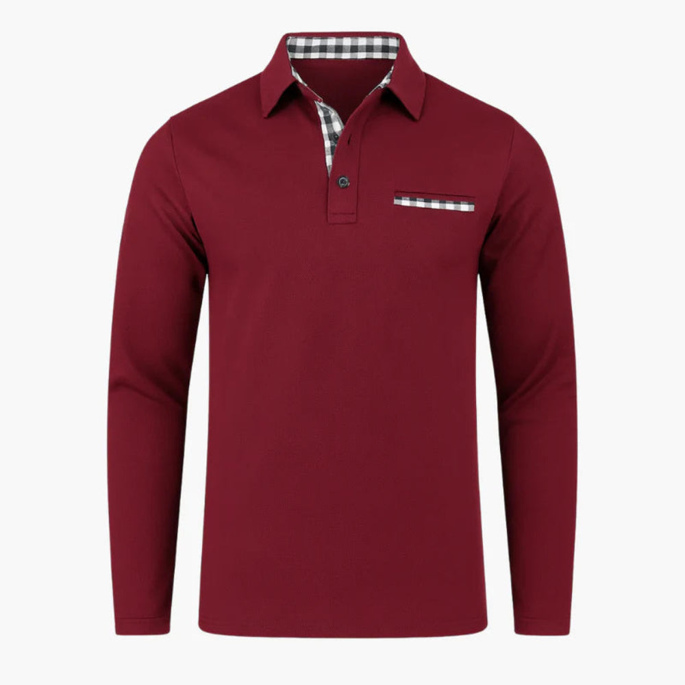 Men's Long Sleeve Polo Jumper Shirt Cotton Blend Casual