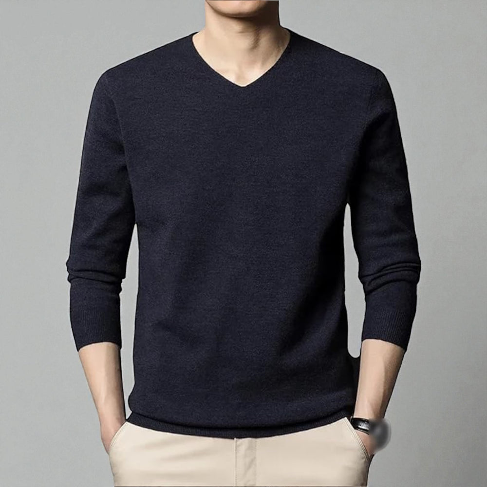 Men's Merino Wool Cashmere V-Neck Sweater Classic Style 11