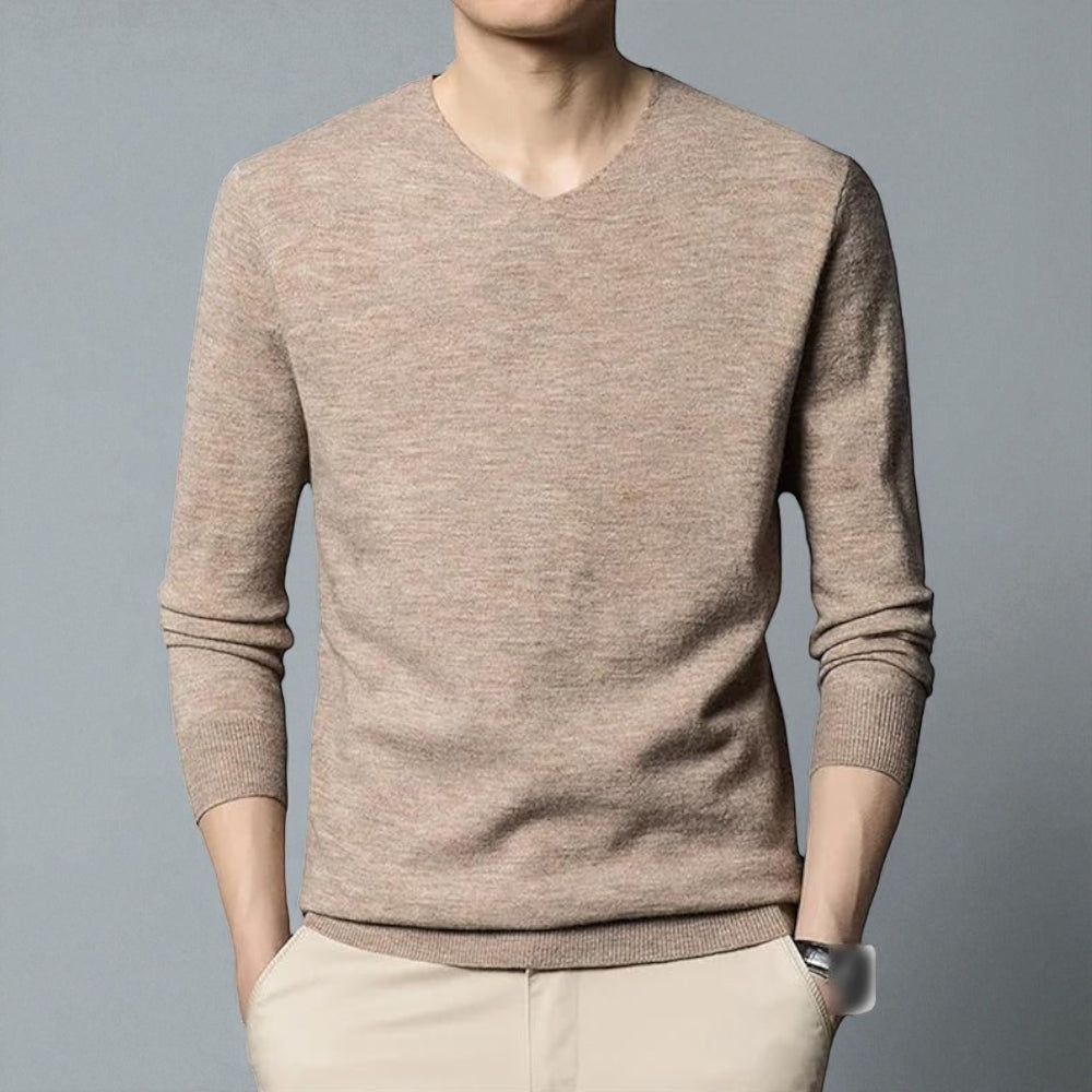 Men's Merino Wool Cashmere V-Neck Sweater Classic Style 3