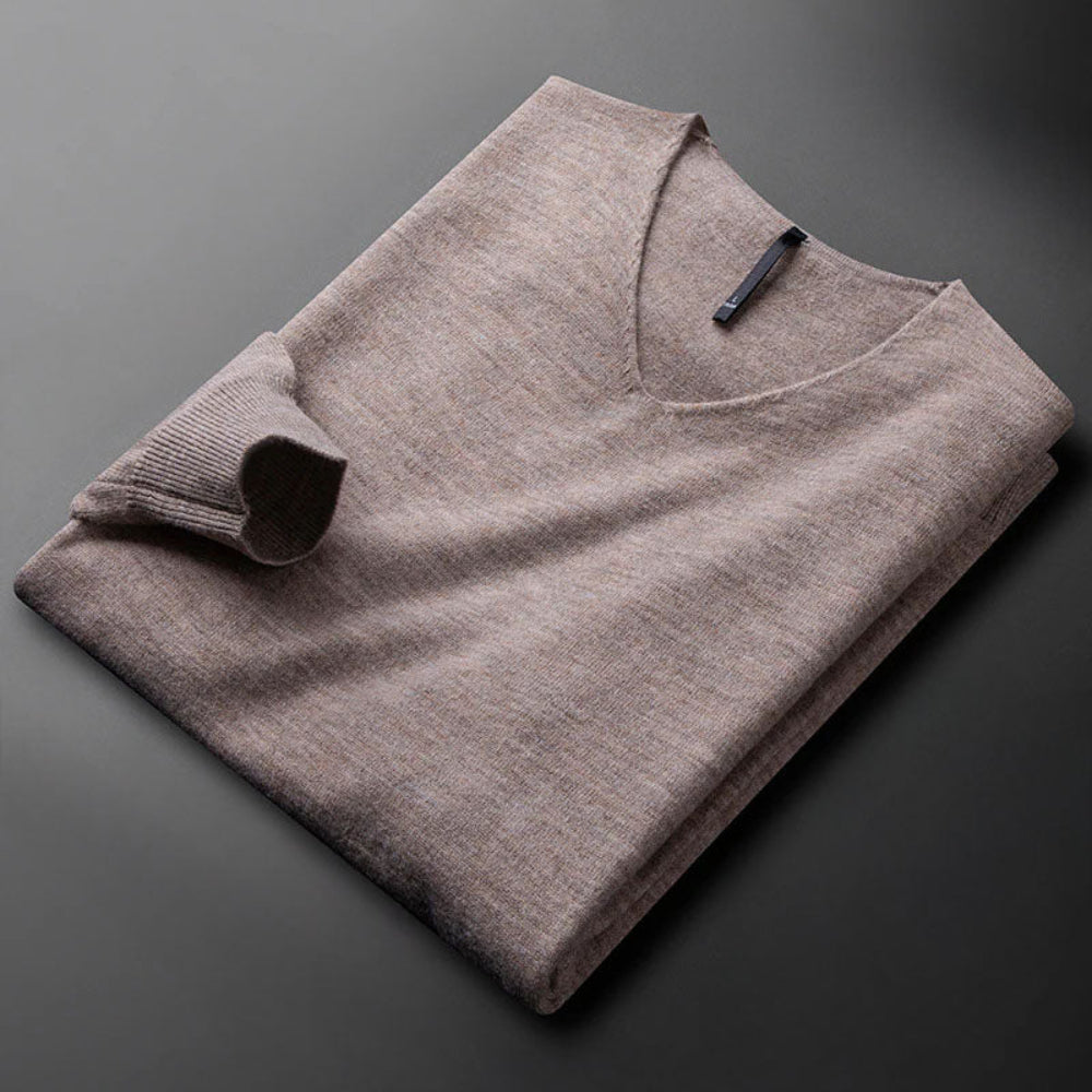 Men's Merino Wool Cashmere V-Neck Sweater Classic Style 4