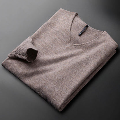 Men's Merino Wool Cashmere V-Neck Sweater Classic Style 4