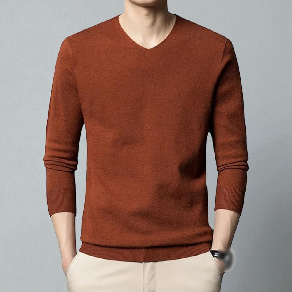 Men's Merino Wool Cashmere V-Neck Sweater Classic Style 7