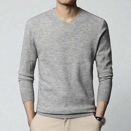 Men's Merino Wool Cashmere V-Neck Sweater Classic Style 9