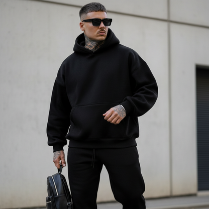 Men's Oversized Pullover Hoodie - Long Sleeve Drawstring