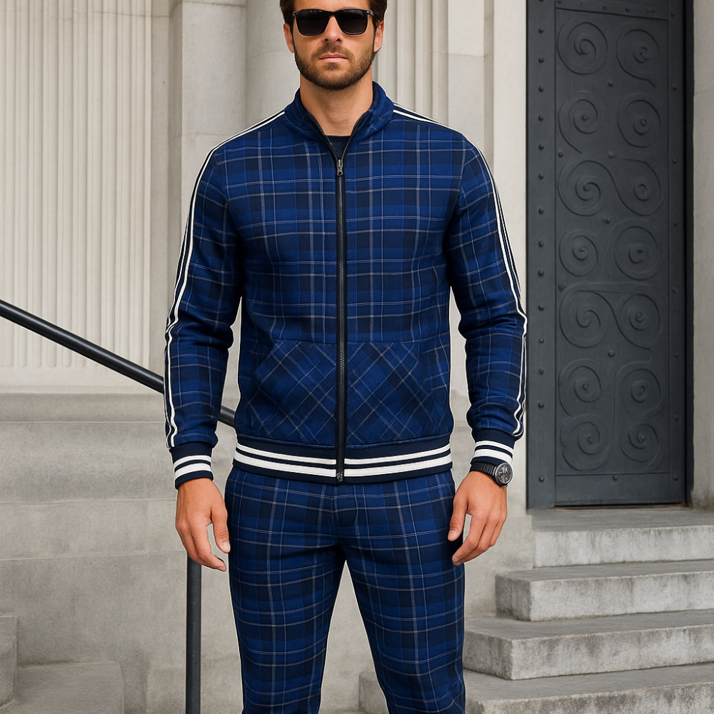Men’s Plaid Two Piece Set | Pants and Top, Sporty