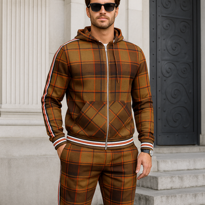 Men’s Plaid Two Piece Set | Pants and Top, Sporty