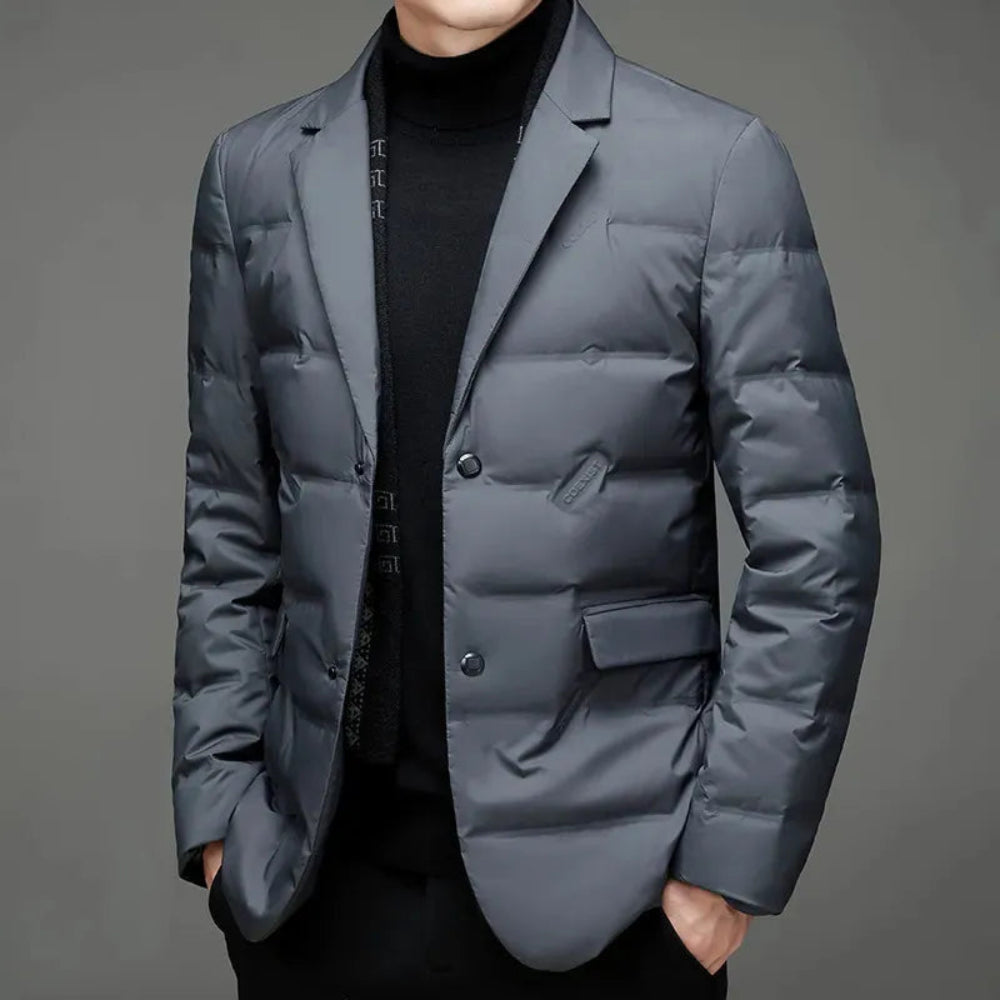 Men's Puffer Jacket Stylish Outerwear Lapel Collar 1