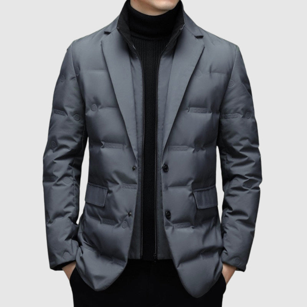 Men's Puffer Jacket Stylish Outerwear Lapel Collar 2