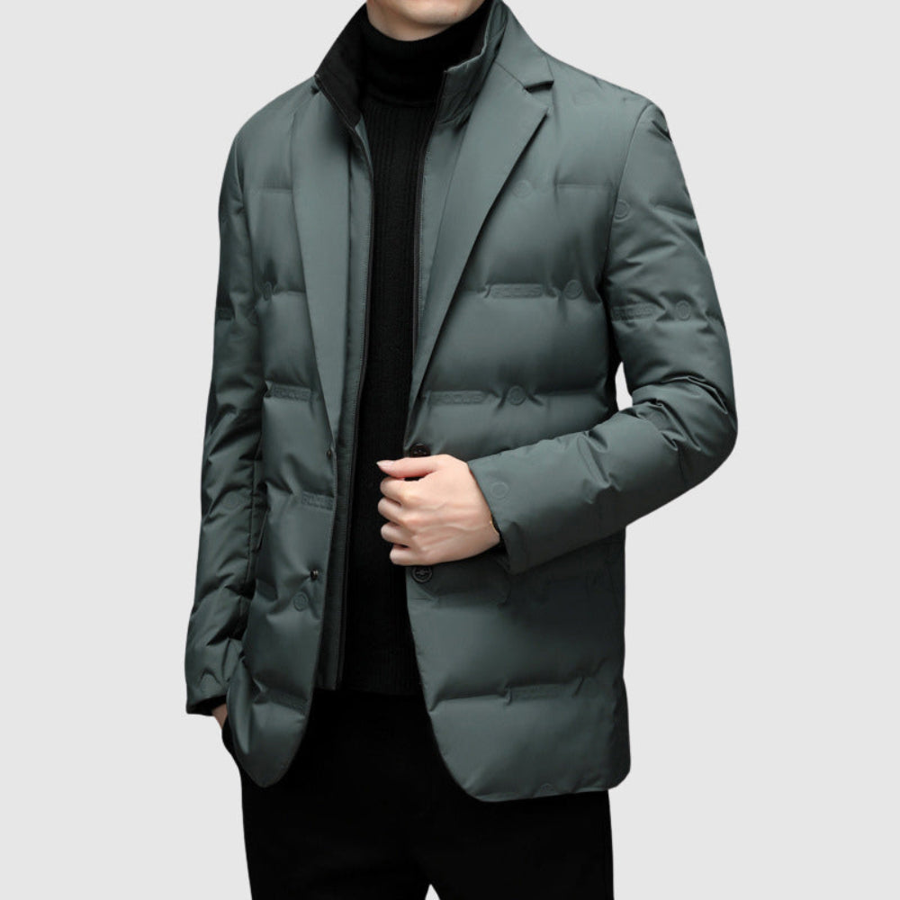 Men's Puffer Jacket Stylish Outerwear Lapel Collar 7