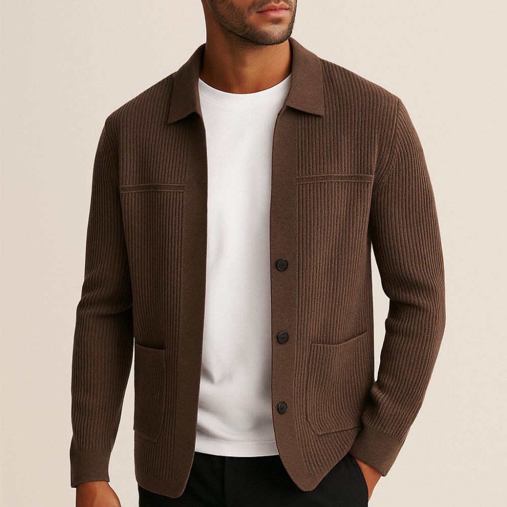 Men's Ribbed Cardigan Lightweight Stylish Layering Top 2