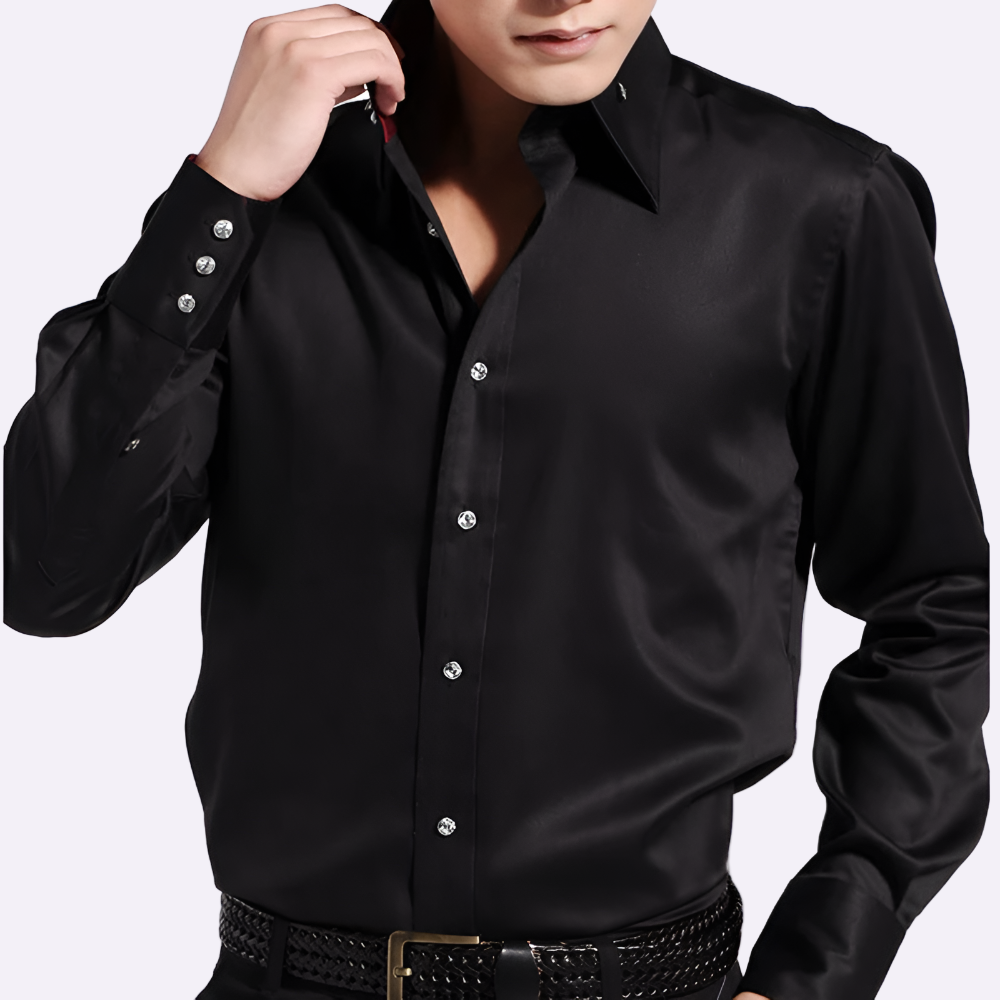 Men's Shirt Elegant Stretch Fabric Fold-Down Collar White 3