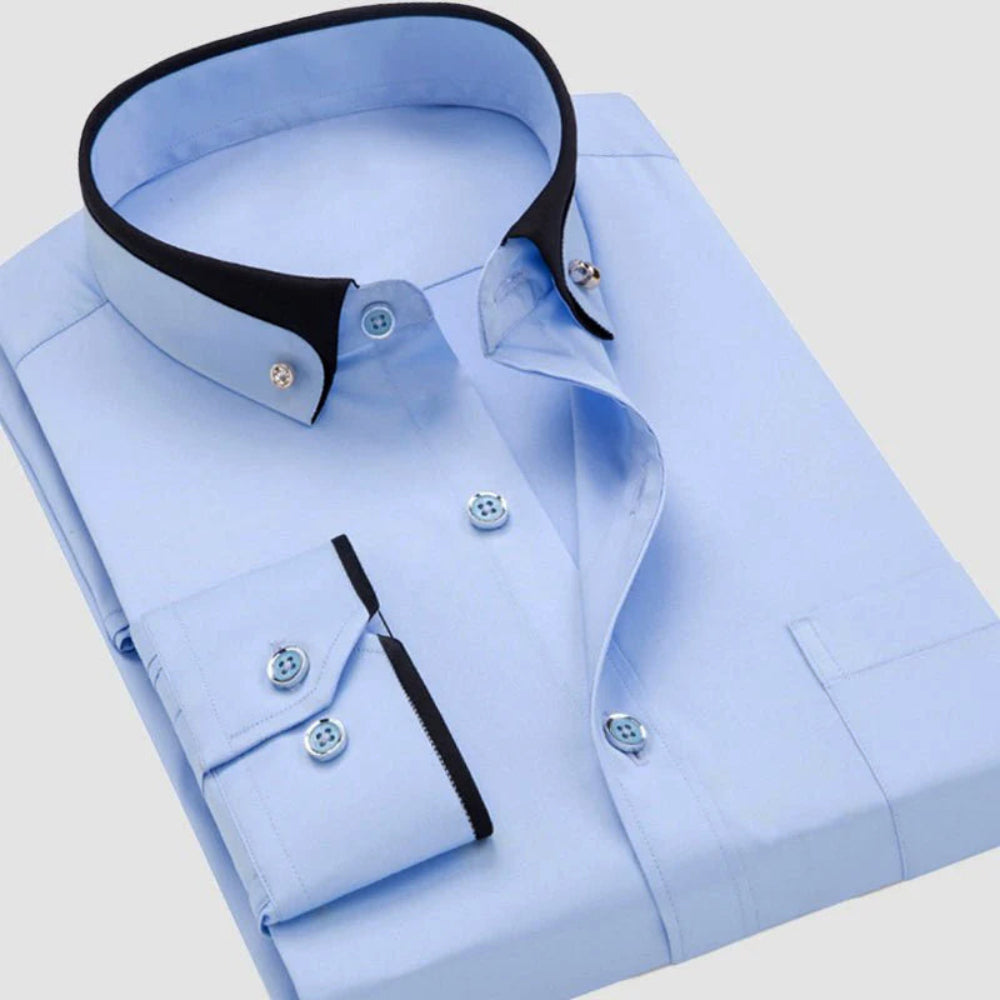 Men's Shirt Elegant Stretch Fabric Fold-Down Collar White 6