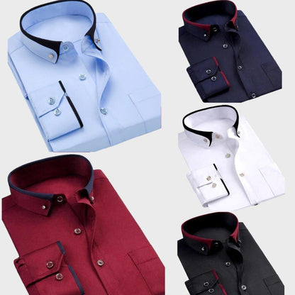 Men's Shirt Elegant Stretch Fabric Fold-Down Collar White 8