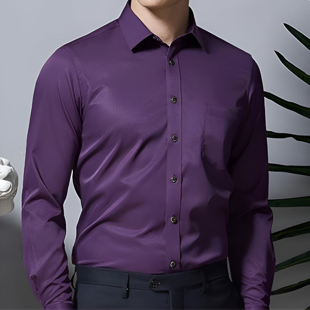 Men's Shirt Non-Iron Stretch Slim Fit Business Casual 13