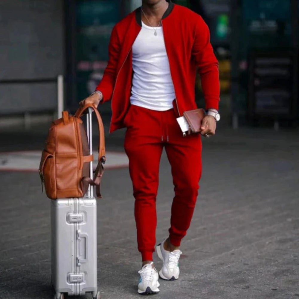 Men's Slim Fit Tracksuit Set - Zip Jacket Sport Joggers