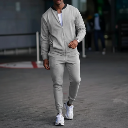 Men's Slim Fit Tracksuit Set - Zip Jacket Sport Joggers