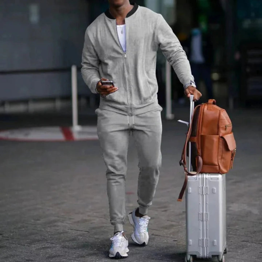 Men's Slim Fit Tracksuit Set - Zip Jacket Sport Joggers