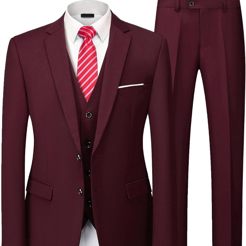 Men's Suit Slim Fit 3 Piece Wedding Attire Groomsmen Outfit 10