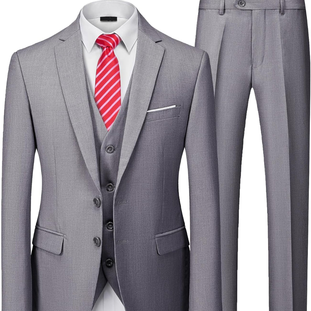 Men's Suit Slim Fit 3 Piece Wedding Attire Groomsmen Outfit 12
