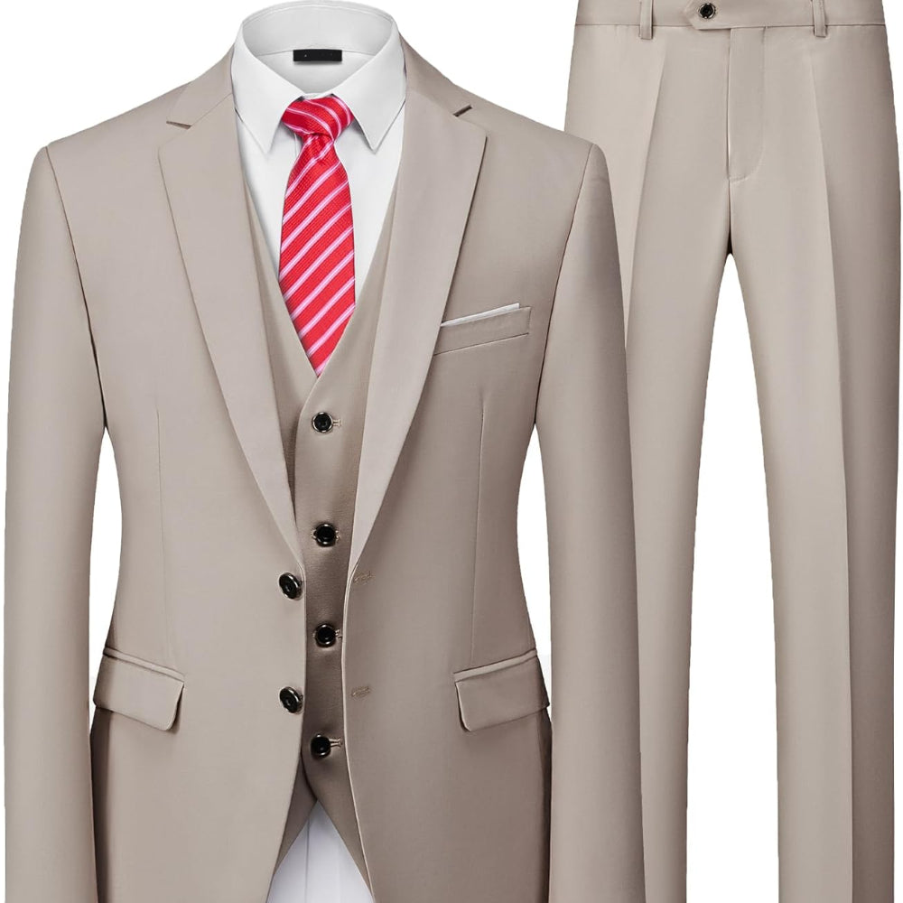 Men's Suit Slim Fit 3 Piece Wedding Attire Groomsmen Outfit 14