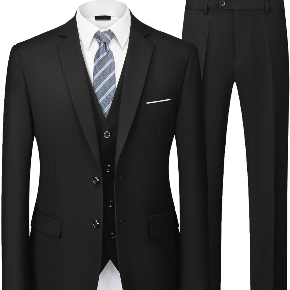 Men's Suit Slim Fit 3 Piece Wedding Attire Groomsmen Outfit 4
