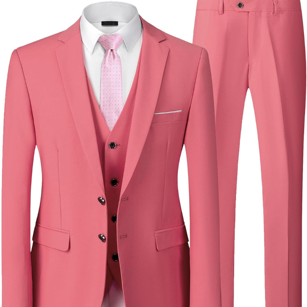 Men's Suit Slim Fit 3 Piece Wedding Attire Groomsmen Outfit 8