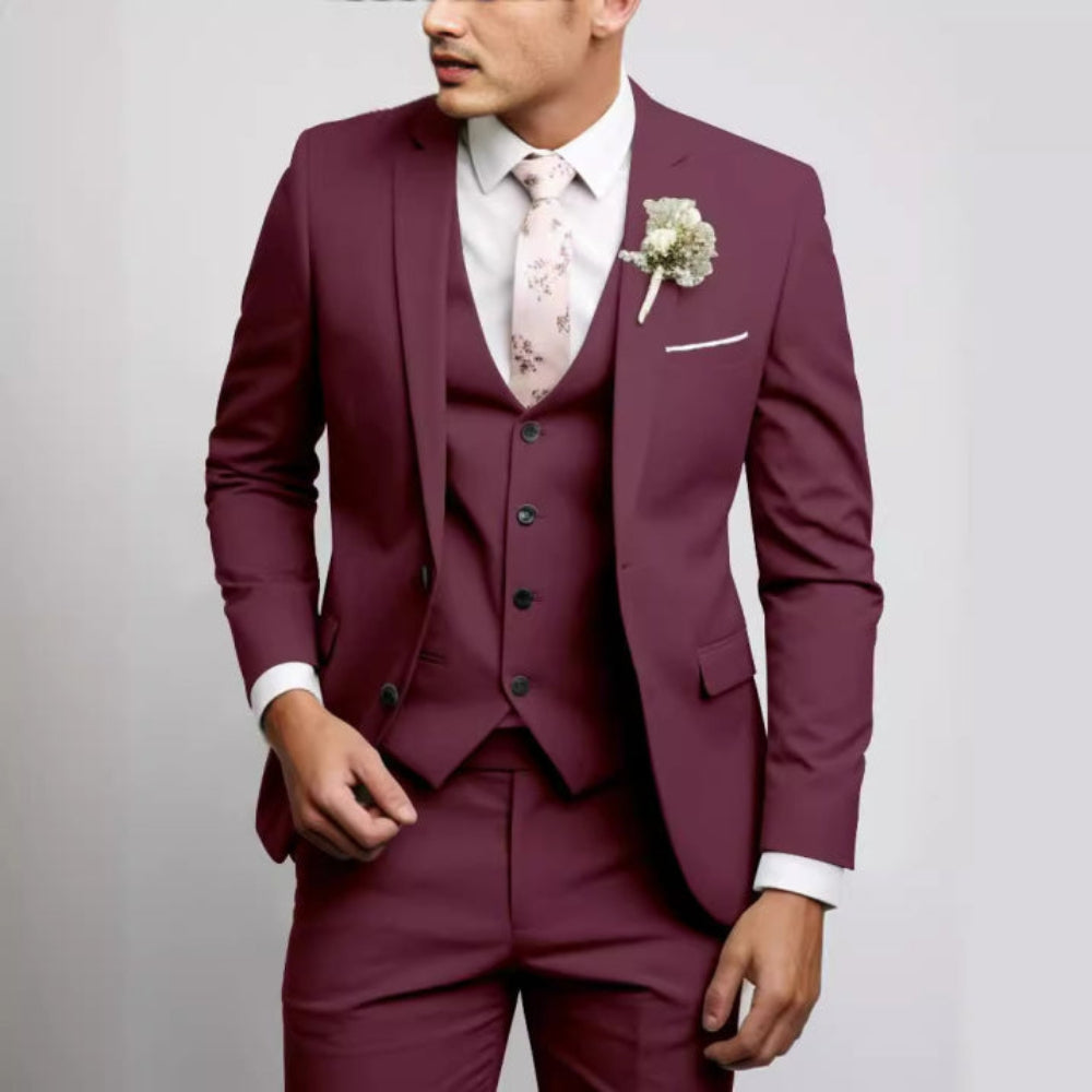 Men's Suit Slim Fit 3 Piece Wedding Attire Groomsmen Outfit 9
