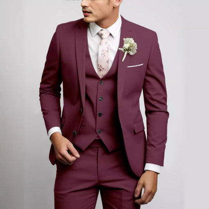 Men's Suit Slim Fit 3 Piece Wedding Attire Groomsmen Outfit 9