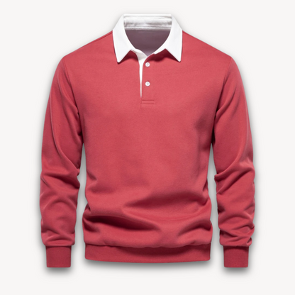 Men's Sweater Long Sleeve Polo Jumper Cotton Casual Navy Blue 3