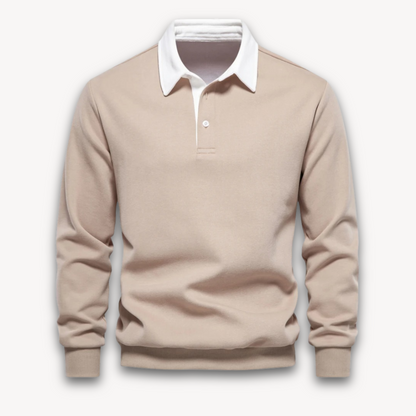 Men's Sweater Long Sleeve Polo Jumper Cotton Casual Navy Blue 9