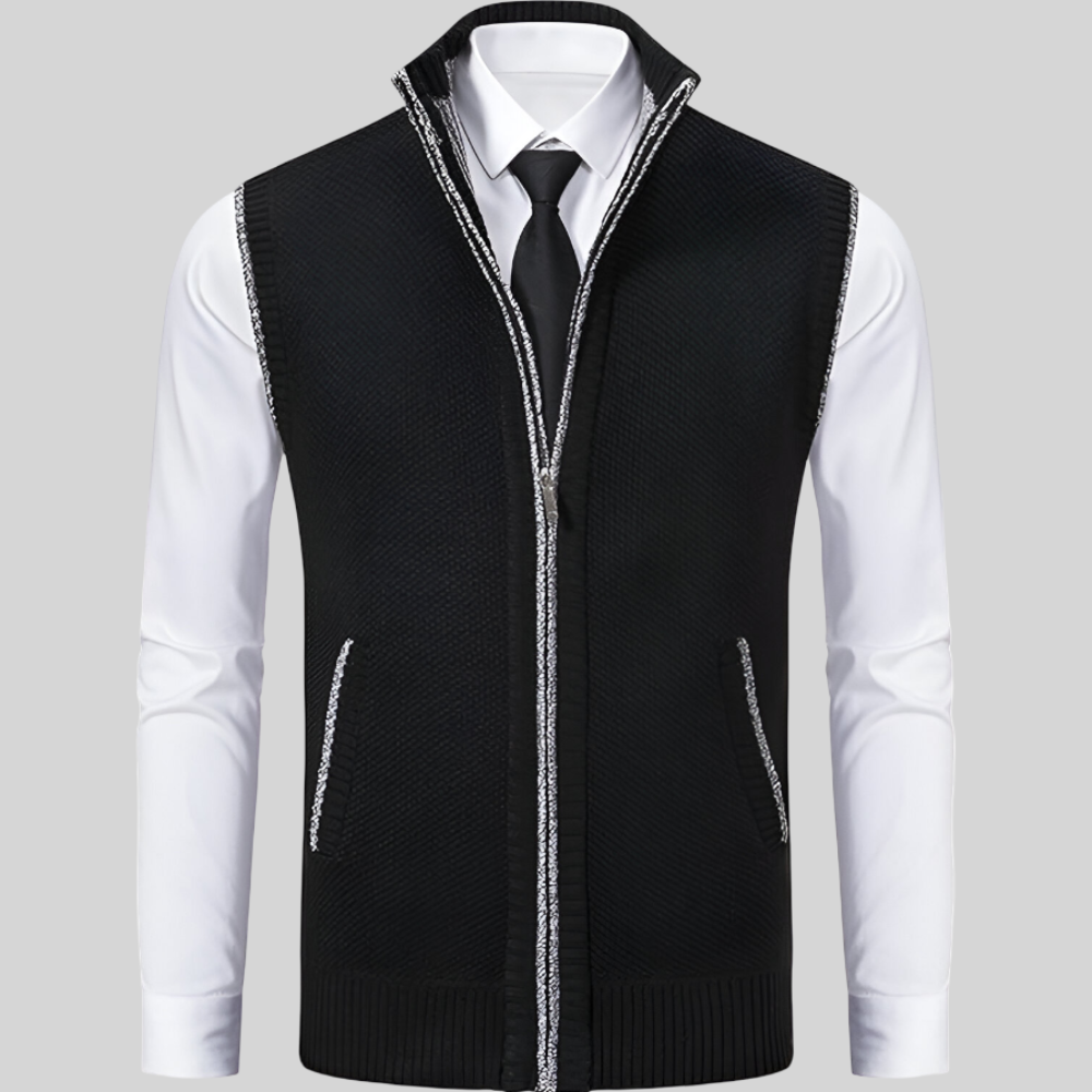 Men's Sweater Vest Wool Blend Zip-Up Modern Style 1