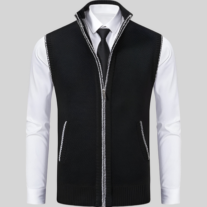 Men's Sweater Vest Wool Blend Zip-Up Modern Style 1